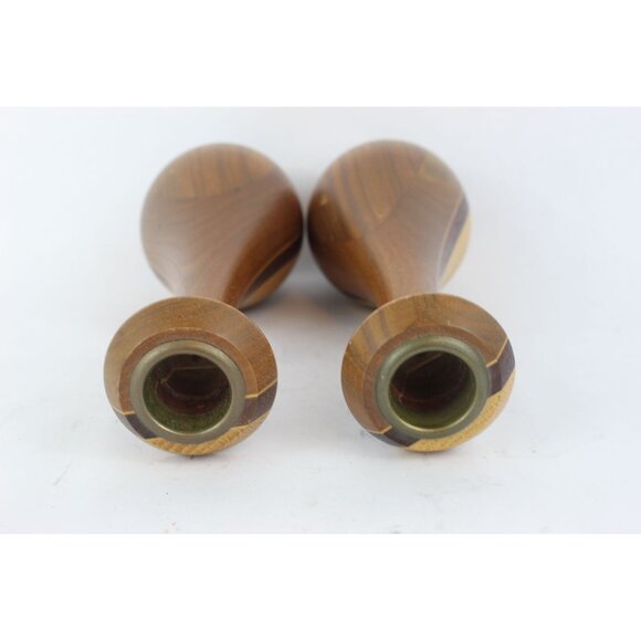 MCM Wood Candlestick Holders Sculpted Pair, Once Upon a Tree Vermont, 7.5 Inch - Picture 6 of 12